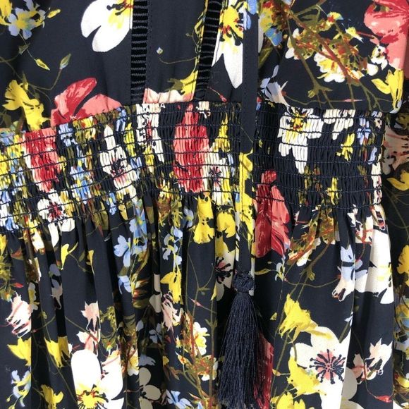 Banana Republic Valeri Long Sleeve Floral Smocked Waist Dress size Medium - Picture 8 of 14